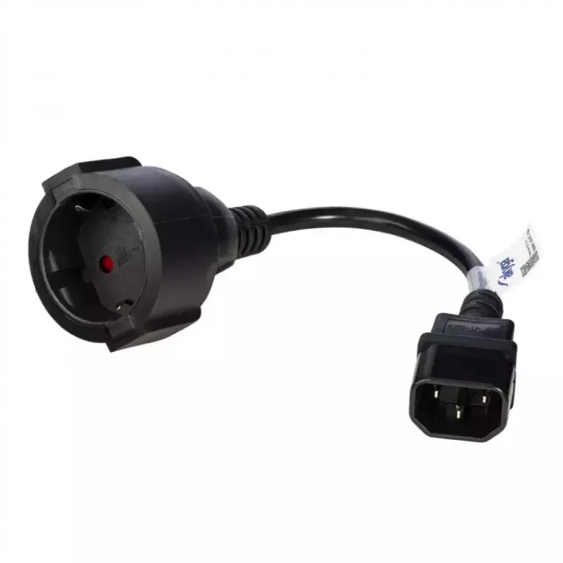 Cabo adaptador de alimentação Akyga AK-PC-10A IEC C14 para conector fêmea de contacto de proteção (CEE 7/3), 10 A, 0,15 m, preto
