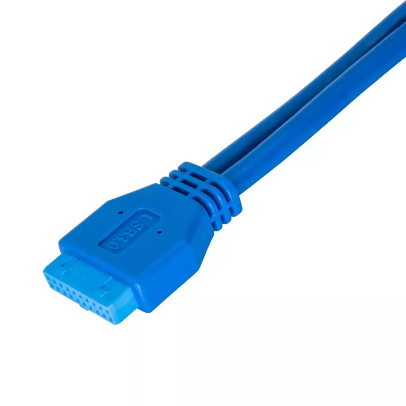 Cabo adaptador interno USB 3.0 Akyga AK-CA-62, conector de 19 pinos para 2 x conector fêmea USB-A, 0,65 m