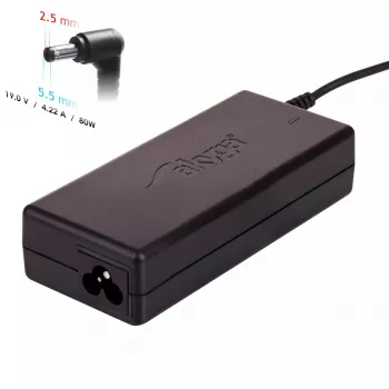 Fonte de alimentação Akyga AK-ND-72 para portáteis Toshiba e impressoras Zebra, 80 W, 19 V, 4,22 A, 5,5 x 2,5 mm
