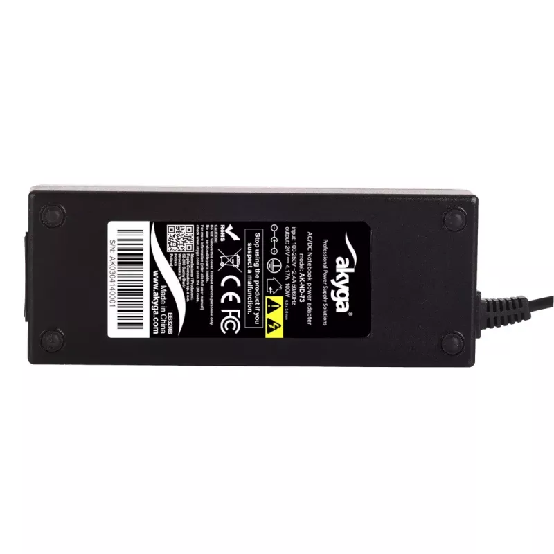 Fonte de alimentação Akyga AK-ND-73 para impressoras Zebra, 100 W, 24 V, 4,17 A, ficha angular 6,3 x 3,0 mm