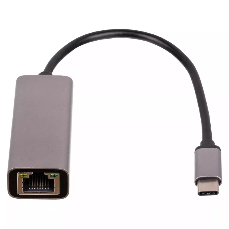 Adaptador USB-C para Gigabit Ethernet Akyga AK-AD-65, RJ45, 15 cm, prateado