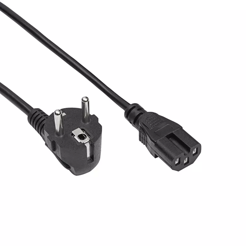 Cabo de alimentação para servidor Akyga AK-UP-08, CEE 7/7 para IEC C15, cobre 3 x 1 mm², 1,8 m, preto