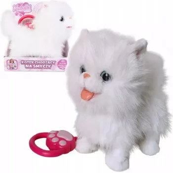 Gato de peluche interativo com trela Artyk modelo 185564 branco