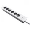 Extensão elétrica Qoltec 50297 1,8 m 6 tomadas AC para interior cinzento branco