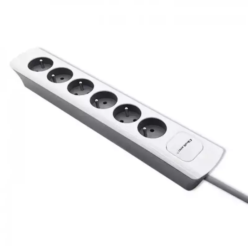 Extensão elétrica Qoltec 50297 1,8 m 6 tomadas AC para interior cinzento branco