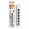 Extensão elétrica Qoltec 50297 1,8 m 6 tomadas AC para interior cinzento branco