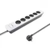 Extensão elétrica Qoltec 50297 1,8 m 6 tomadas AC para interior cinzento branco