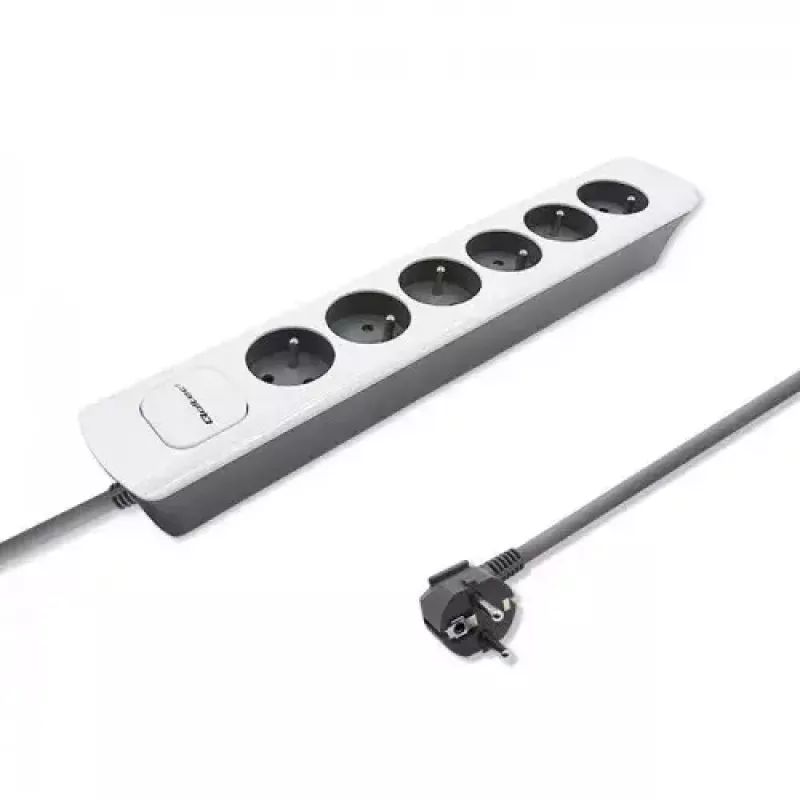 Extensão elétrica Qoltec 50297 1,8 m 6 tomadas AC para interior cinzento branco