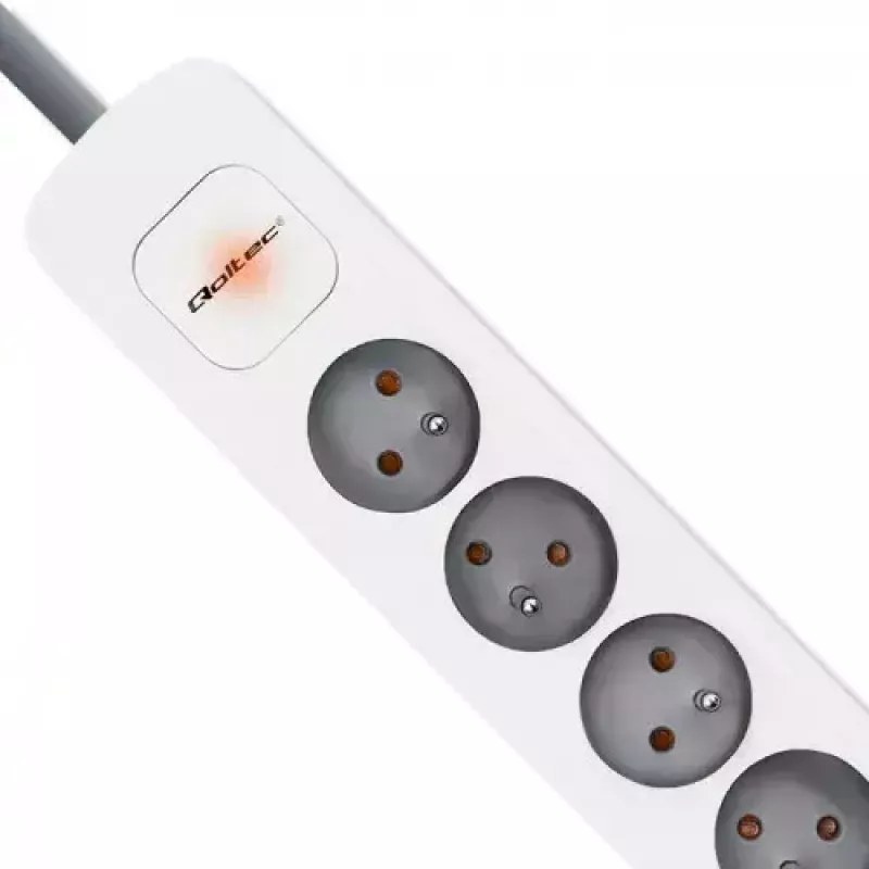 Extensão elétrica Qoltec 50297 1,8 m 6 tomadas AC para interior cinzento branco