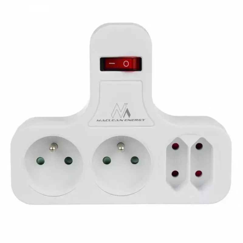 Extensão elétrica x4 com interruptor MACLEAN MCE244 — extensão de 4 tomadas com interruptor individual