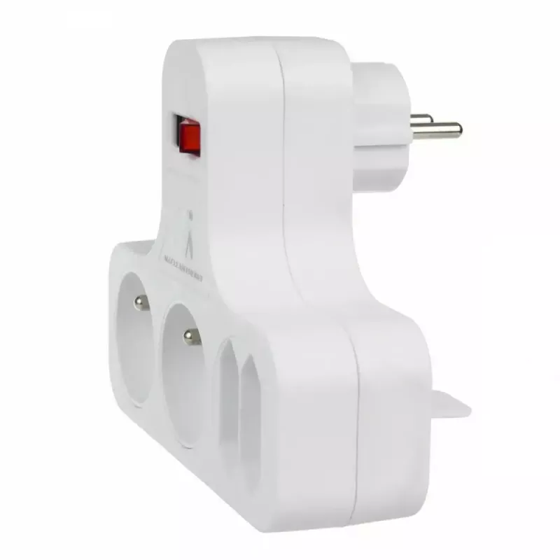 Extensão elétrica x4 com interruptor MACLEAN MCE244 — extensão de 4 tomadas com interruptor individual