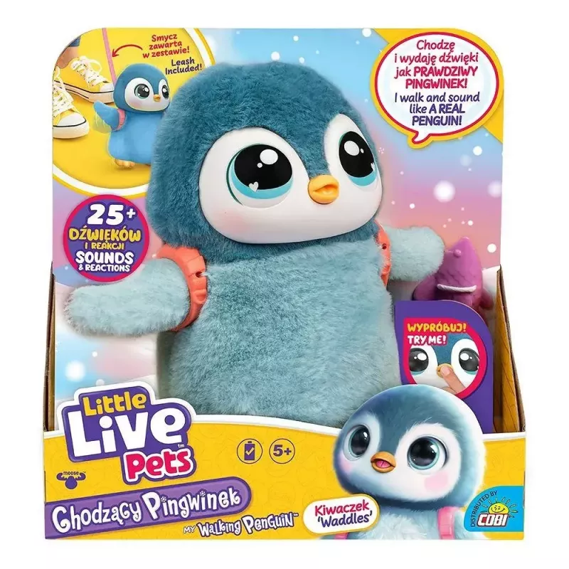 Brinquedo interativo Cobi Little Live Pets Pinguim que Anda Kiwaczek MO-26535, animal de estimação que anda a pilhas