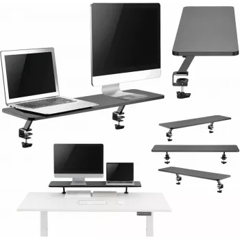 Suporte de monitor duplo com braçadeira Mozos para dois monitores