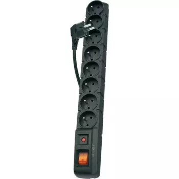 Extensão elétrica Acar S8 Dual, 8 tomadas com proteção contra sobretensões, cabo de 3 m, preto (W1750)