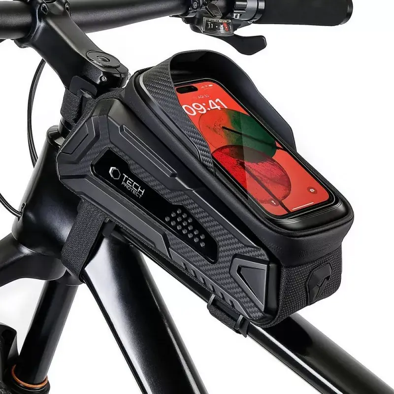 Suporte de bicicleta Tech-Protect V2 L preto para telemóveis — suporte de guiador para telemóvel, tamanho ajustável