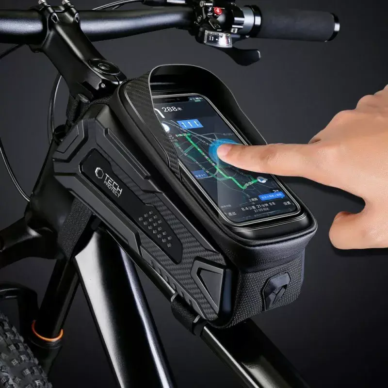 Suporte de bicicleta Tech-Protect V2 L preto para telemóveis — suporte de guiador para telemóvel, tamanho ajustável