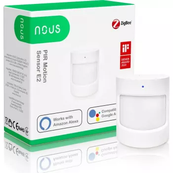 Sensor de movimento Nous E2 ZigBee PIR, alcance de deteção 8 m, ângulo de deteção 120°