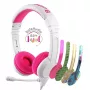 Auscultadores com fio BuddyPhones School+ com arco de cabeça para chamadas e música, 20–20000 Hz, cabo de 1,4 m, rosa/branco