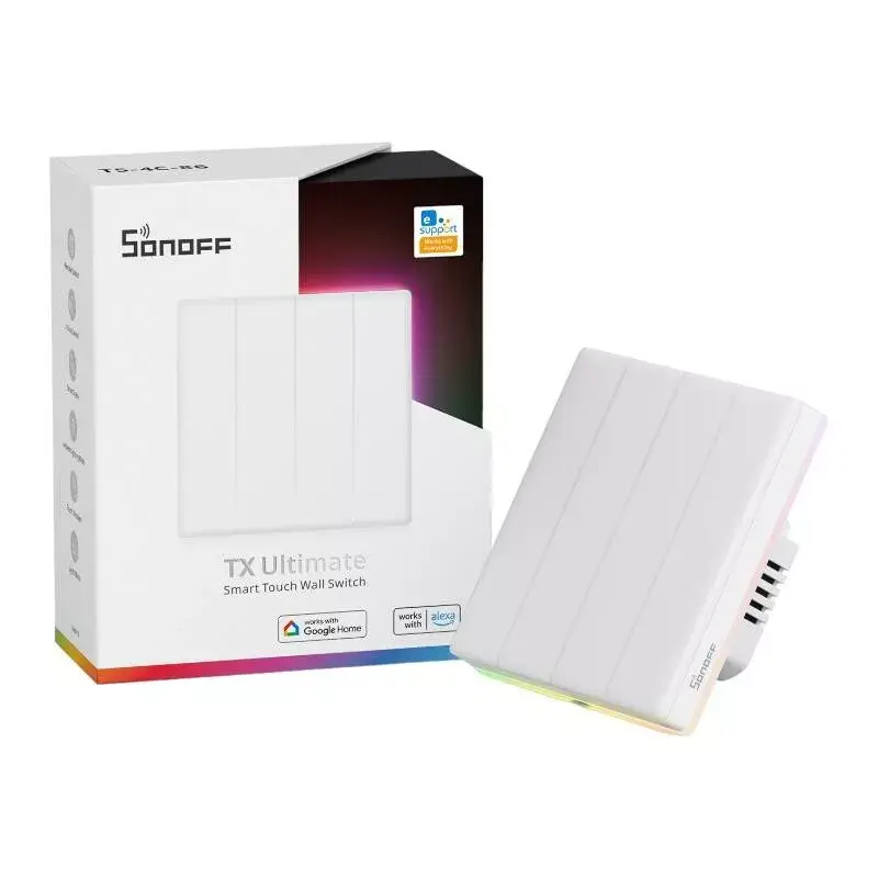 Interruptor de parede inteligente tátil Wi-Fi Sonoff T5 4C 4 canais (T5-4C-86)