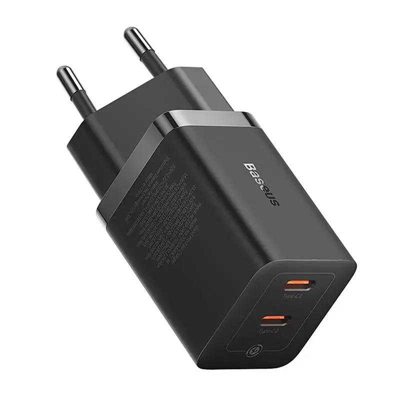 Carregador de parede Baseus GaN5 40 W, 2x USB-C (preto)