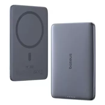Powerbank portátil Baseus PicoGo ultra-fino 5000 mAh, saída 20 W, carregamento sem fios, USB-C, cinzento