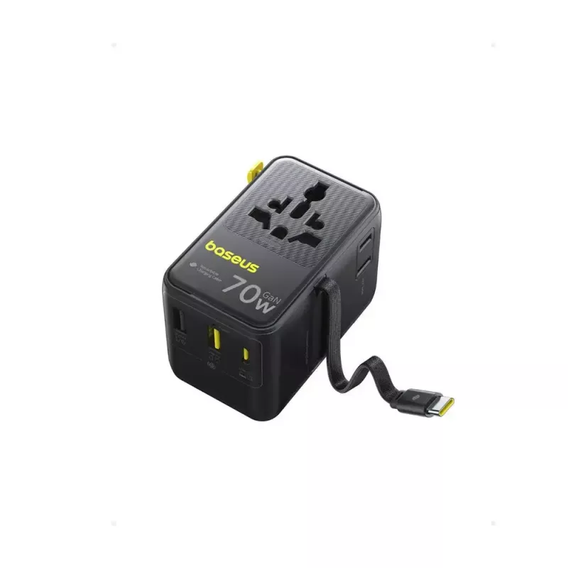 Carregador Baseus EnerCore CG11 — carregador rápido AC Indoo, 2x USB‑C, cabo 1 m, preto