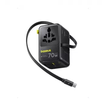Carregador Baseus EnerCore CG11 — carregador rápido AC Indoo, 2x USB‑C, cabo 1 m, preto