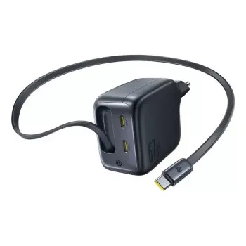 Carregador Baseus EnerCore CJ11 carregador rápido 3C 67W — 3× USB-C, entrada AC, preto