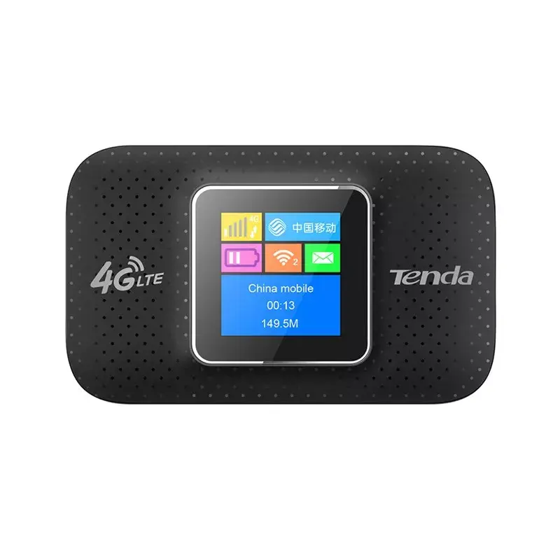 Router portátil TENDA 4G185 — Single-Band 2,4 GHz, Wi‑Fi 4 (802.11n), LTE 4G, 150 Mbit/s, slot SIM, USB, 2 antenas internas, alimentado por bateria