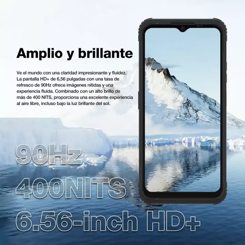Smartphone AGM H Max — ecrã de 16,7 cm (6,56 polegadas), Android 14, 4 GB RAM, 256 GB, Dual SIM, 10000 mAh, IP68, preto