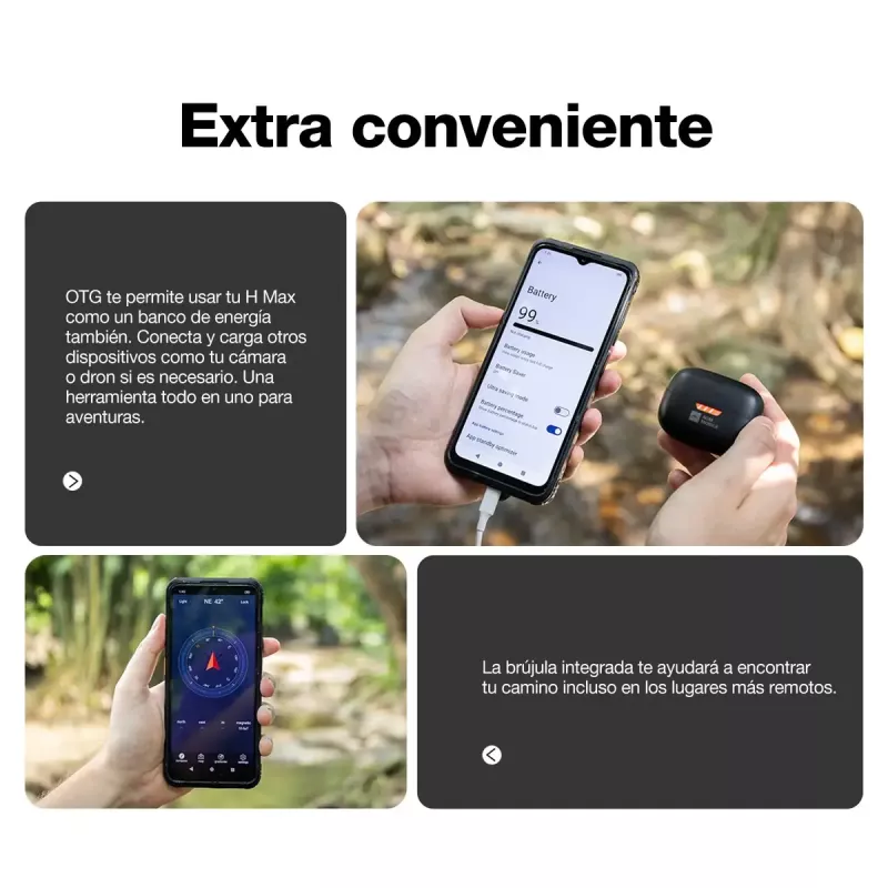 Smartphone AGM H Max — ecrã de 16,7 cm (6,56 polegadas), Android 14, 4 GB RAM, 256 GB, Dual SIM, 10000 mAh, IP68, preto