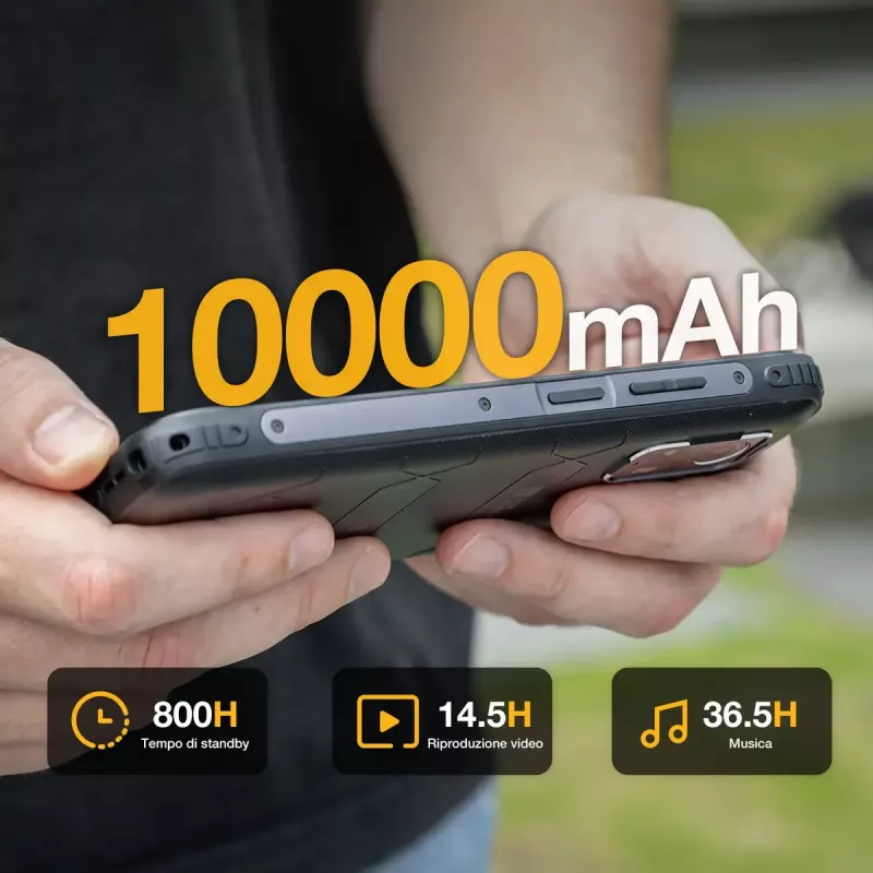 Smartphone AGM H Max — ecrã de 16,7 cm (6,56 polegadas), Android 14, 4 GB RAM, 256 GB, Dual SIM, 10000 mAh, IP68, preto