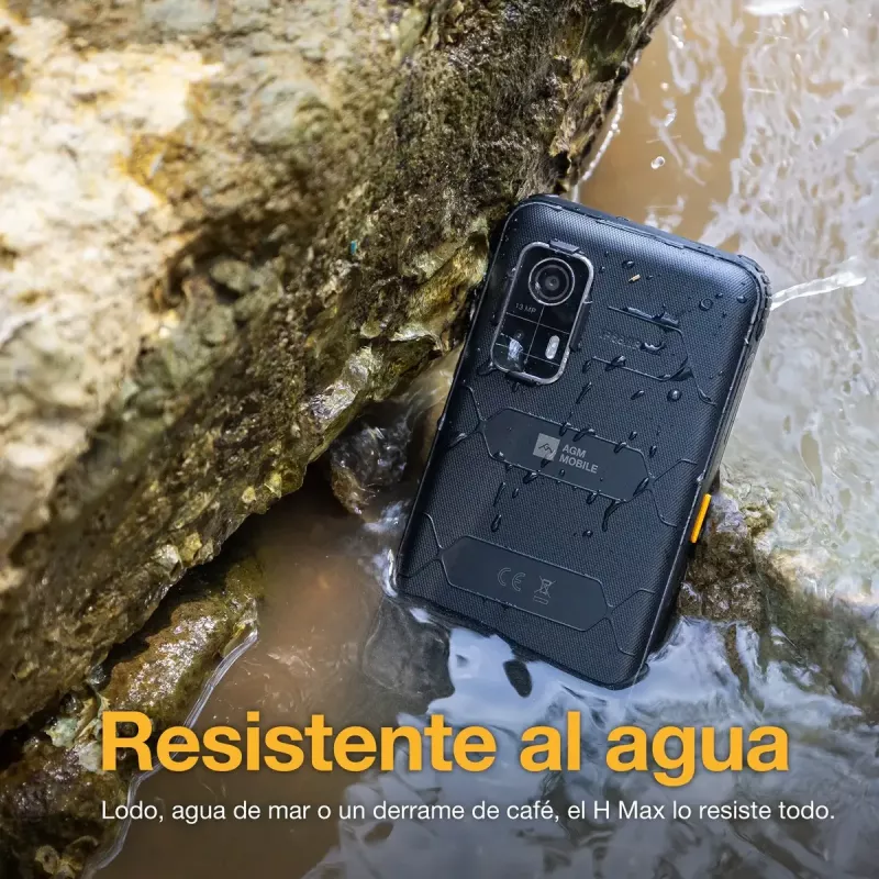 Smartphone AGM H Max — ecrã de 16,7 cm (6,56 polegadas), Android 14, 4 GB RAM, 256 GB, Dual SIM, 10000 mAh, IP68, preto