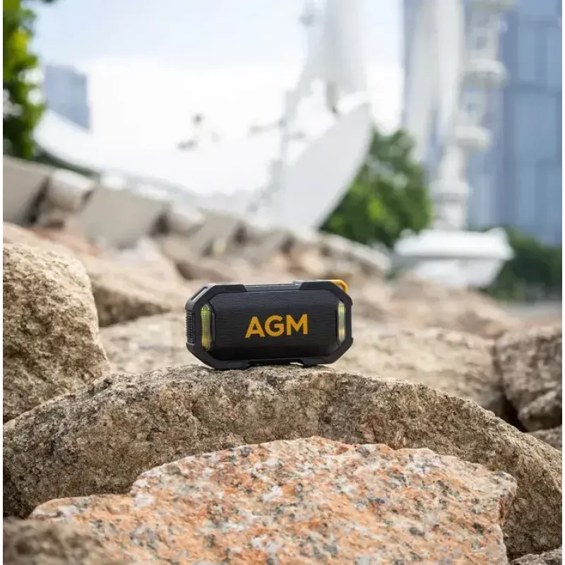 Altifalante de festa Beafon AGM Mag Rock — sem fios 8 W, bateria 1800 mAh, até 10 h, preto/laranja, controlo de volume por botões