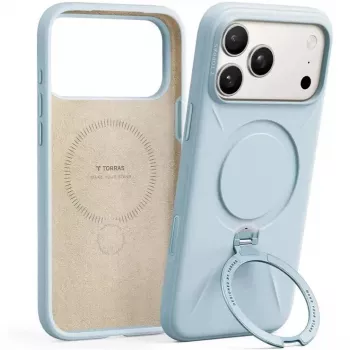 Capa para telemóvel Torras Ostand Spin Softune Series para iPhone 17 Pro em azul-bebé
