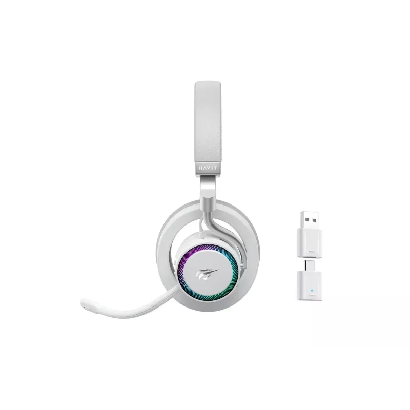 Auscultadores HAVIT Fuxi-H8 — sem fios e com fios, Bluetooth, 20–20000 Hz, alcance 10 m, 300 g, branco