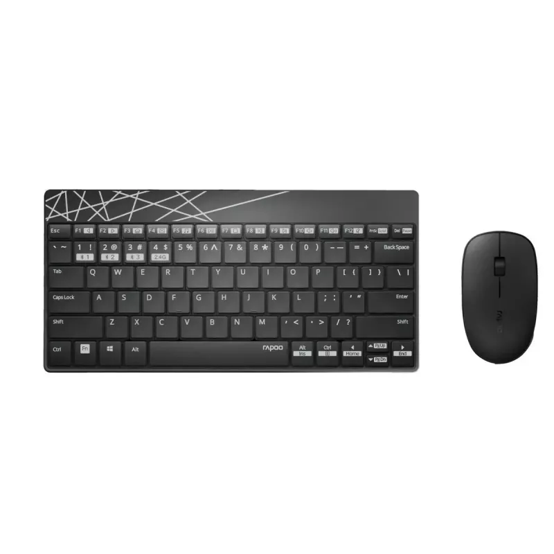 Conjunto teclado e rato Rapoo 8000M Universal Bluetooth QWERTZ Alemão Preto