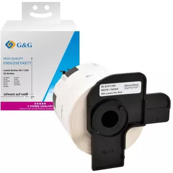 Fita de etiquetas compatível G&G DK-11209 29 mm x 62 mm para impressoras Brother preto sobre branco