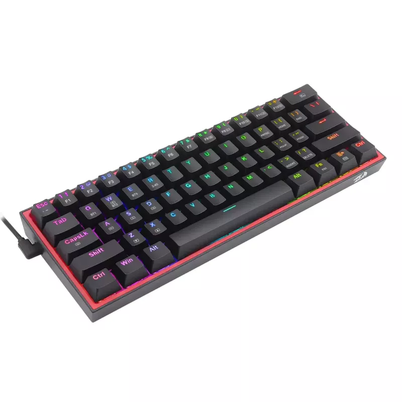 Teclado REDRAGON FIZZ PRO K616-RGB B Gaming USB RF Wireless Bluetooth QWERTY preto vermelho