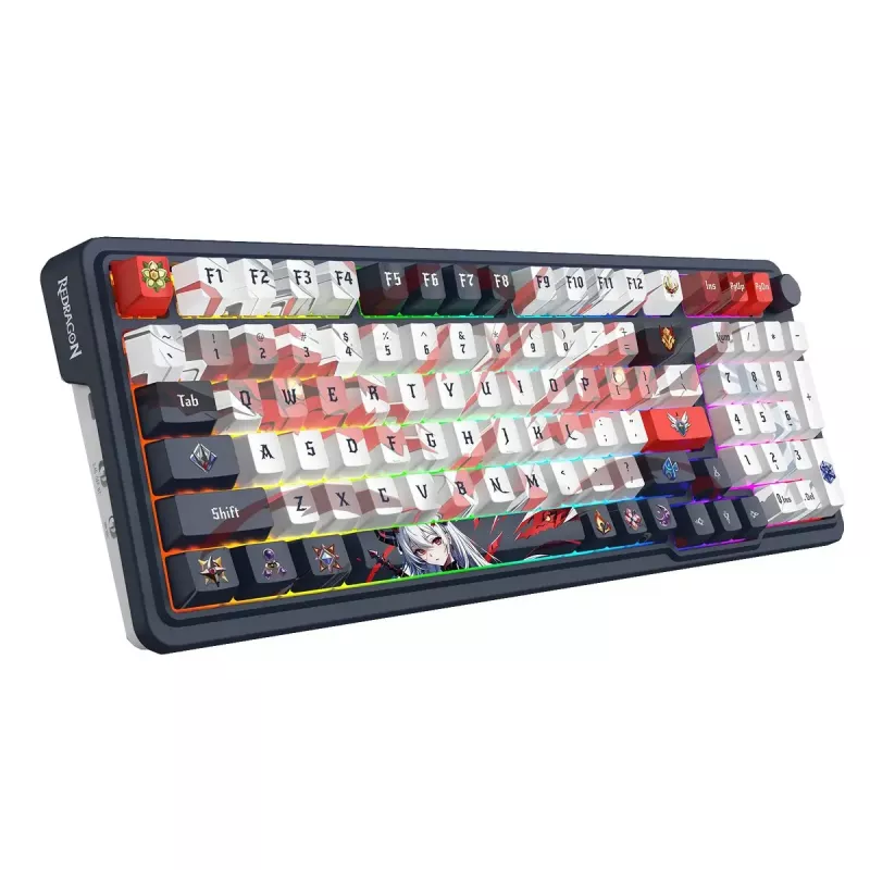 Teclado mecânico REDRAGON K686AK-RGB-PRO — RF Wireless + USB, Navy White, cabo de 1,5 m