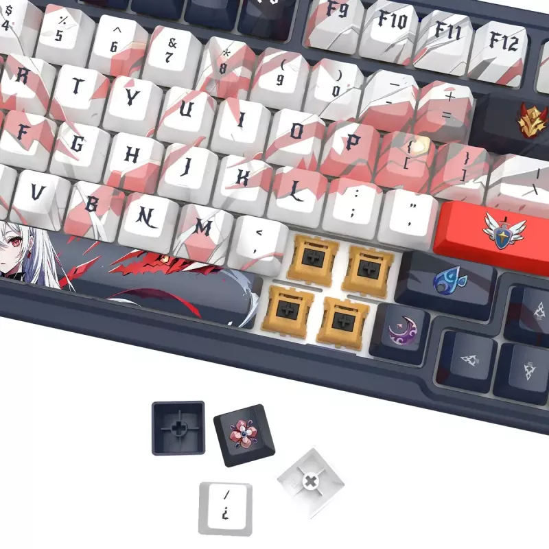 Teclado mecânico REDRAGON K686AK-RGB-PRO — RF Wireless + USB, Navy White, cabo de 1,5 m