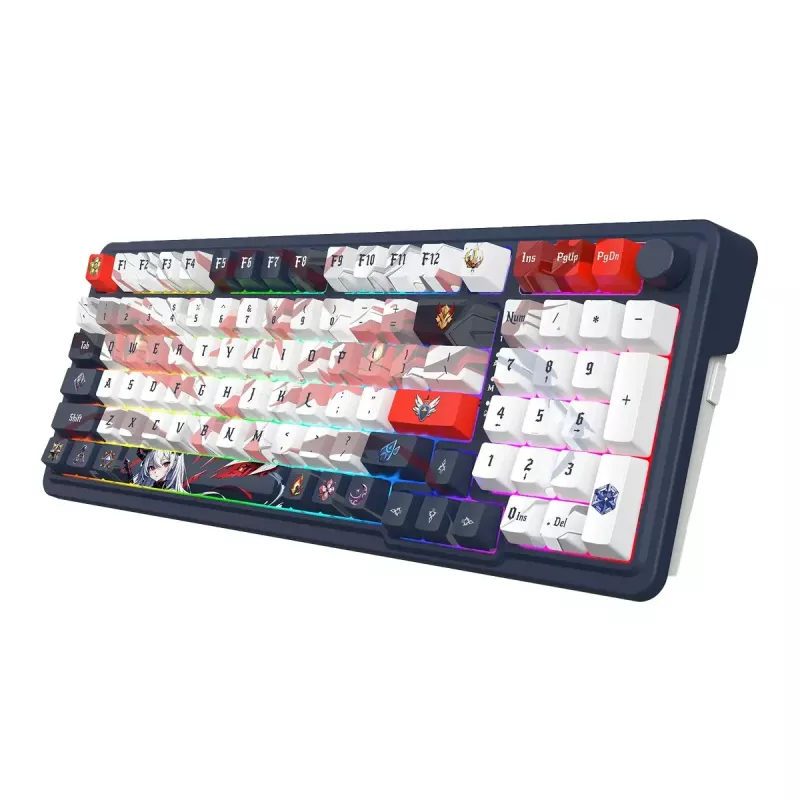 Teclado mecânico REDRAGON K686AK-RGB-PRO — RF Wireless + USB, Navy White, cabo de 1,5 m