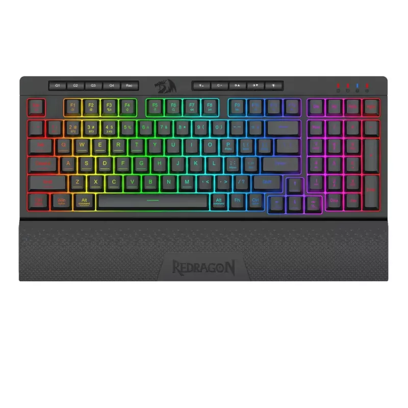 Teclado REDRAGON K515-RGB SHIVA 98 USB preto membrana com fio