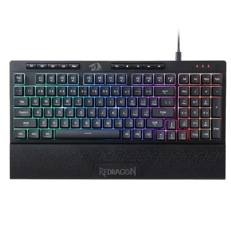 Teclado REDRAGON K515-RGB SHIVA 98 USB preto membrana com fio