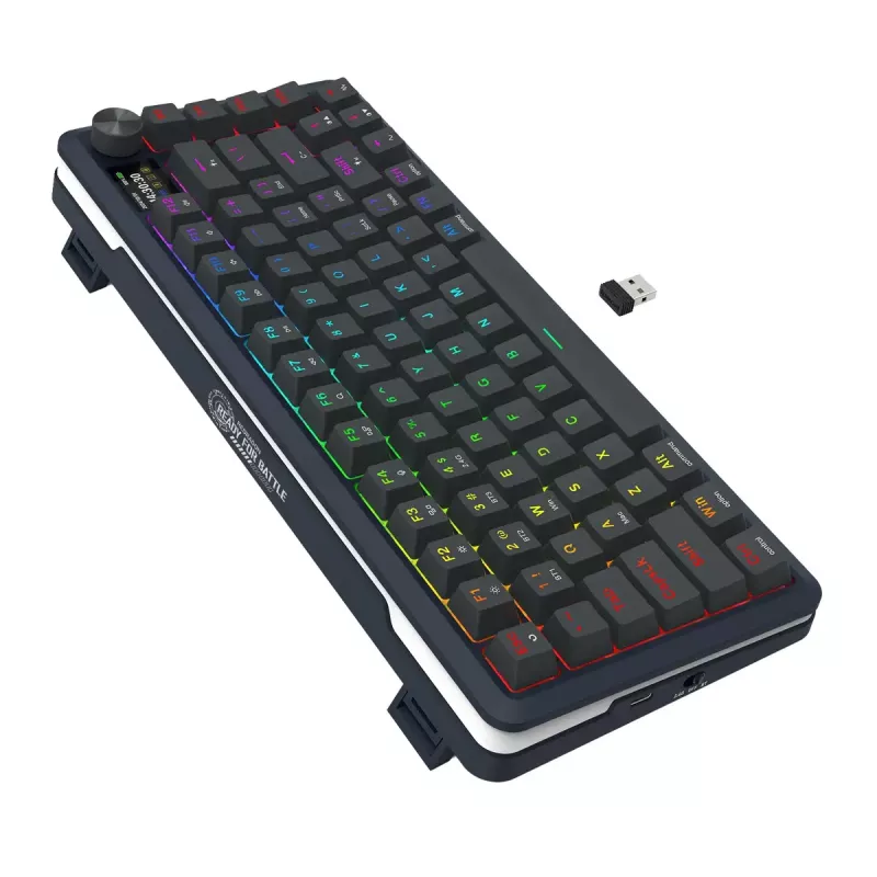 Teclado mecânico REDRAGON K708-RGB-PRO com USB, RF Wireless e Bluetooth, cabo de 1,5 m, preto, 0,76 kg