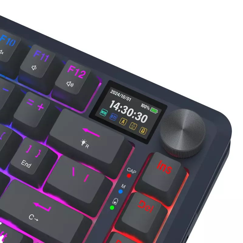 Teclado mecânico REDRAGON K708-RGB-PRO com USB, RF Wireless e Bluetooth, cabo de 1,5 m, preto, 0,76 kg