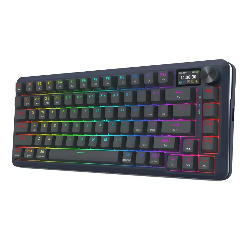 Teclado mecânico REDRAGON K708-RGB-PRO com USB, RF Wireless e Bluetooth, cabo de 1,5 m, preto, 0,76 kg