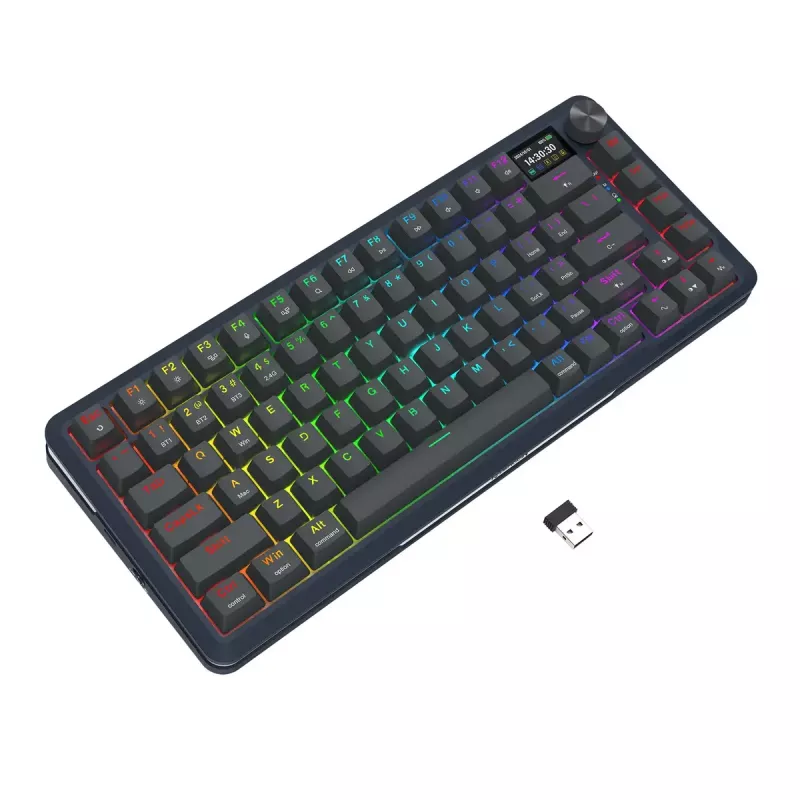 Teclado mecânico REDRAGON K708-RGB-PRO com USB, RF Wireless e Bluetooth, cabo de 1,5 m, preto, 0,76 kg