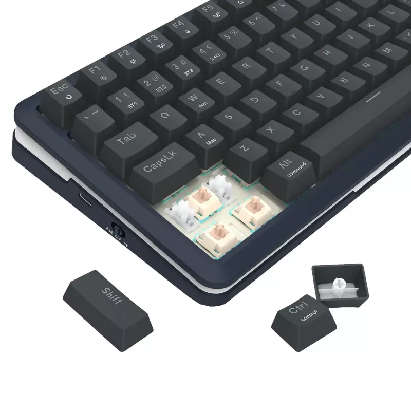 Teclado mecânico REDRAGON K708-RGB-PRO com USB, RF Wireless e Bluetooth, cabo de 1,5 m, preto, 0,76 kg