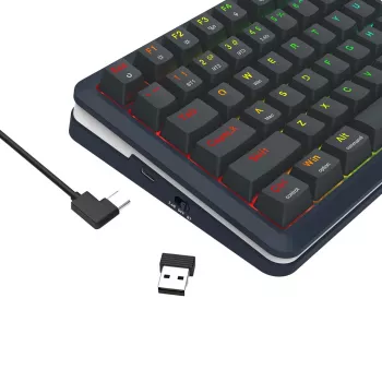 Teclado mecânico REDRAGON K708-RGB-PRO com USB, RF Wireless e Bluetooth, cabo de 1,5 m, preto, 0,76 kg